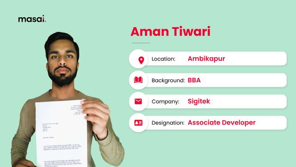 Aman Tiwari- A Masai graduate now working at Sigitek as a Associate Developer