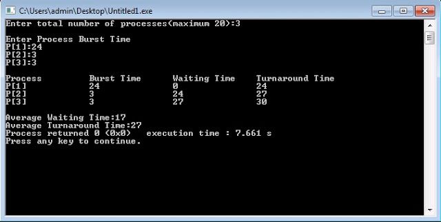FCFS method in CPU scheduling