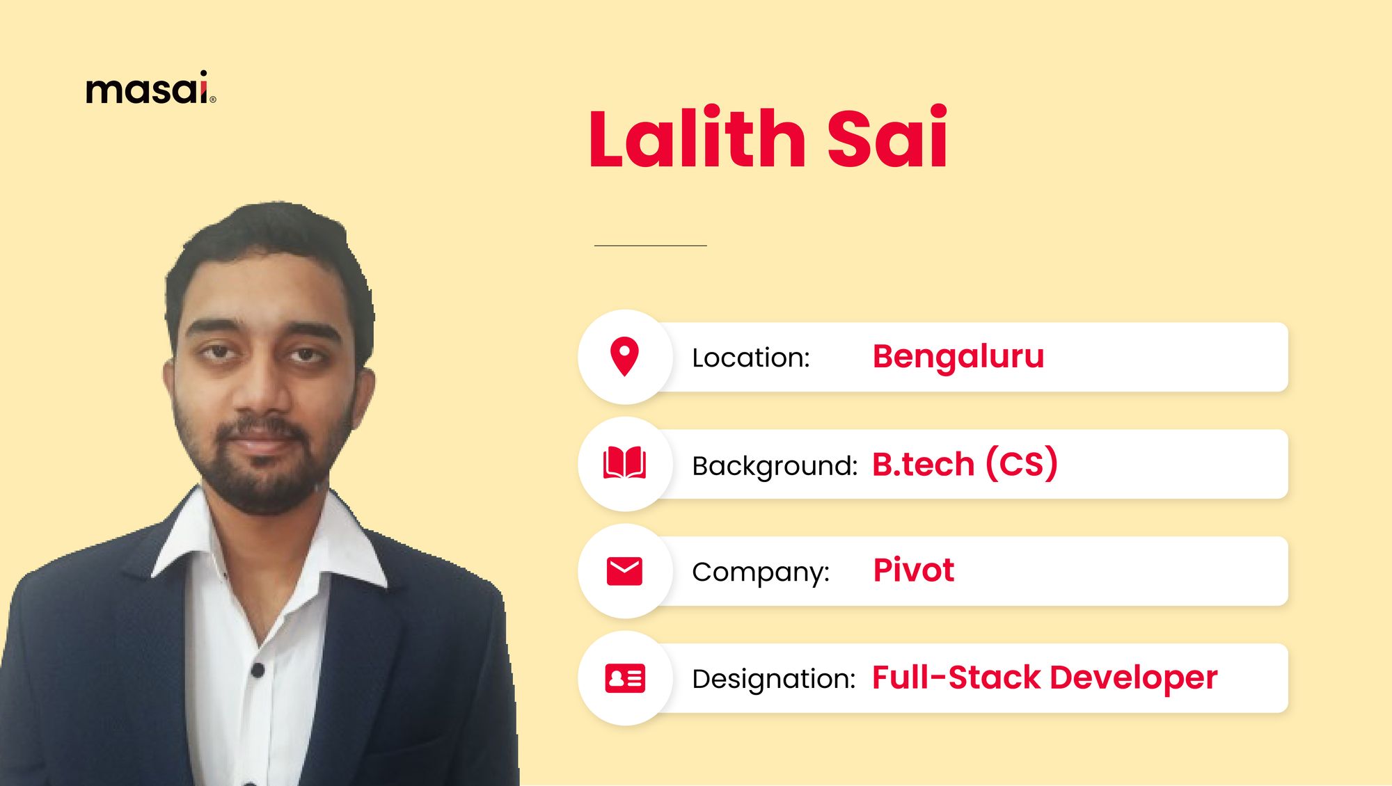 Lalith Sai - A Masai graduate now working at Pivot