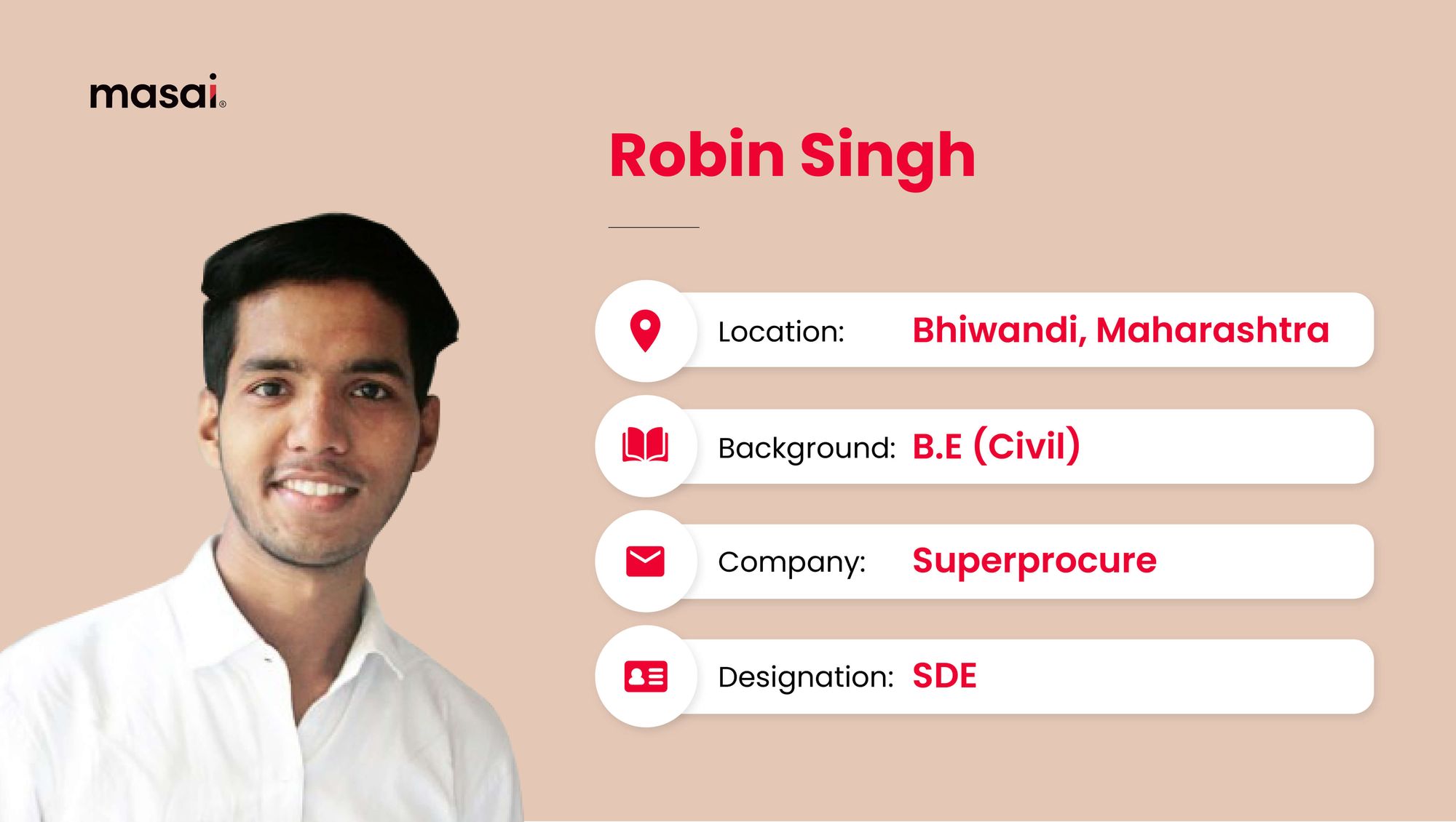 Robin Singh - A Masai graduate now working as SDE at SuperProcure