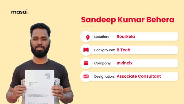 Sandeep Kumar - A Masai graduate now working at Invincix 