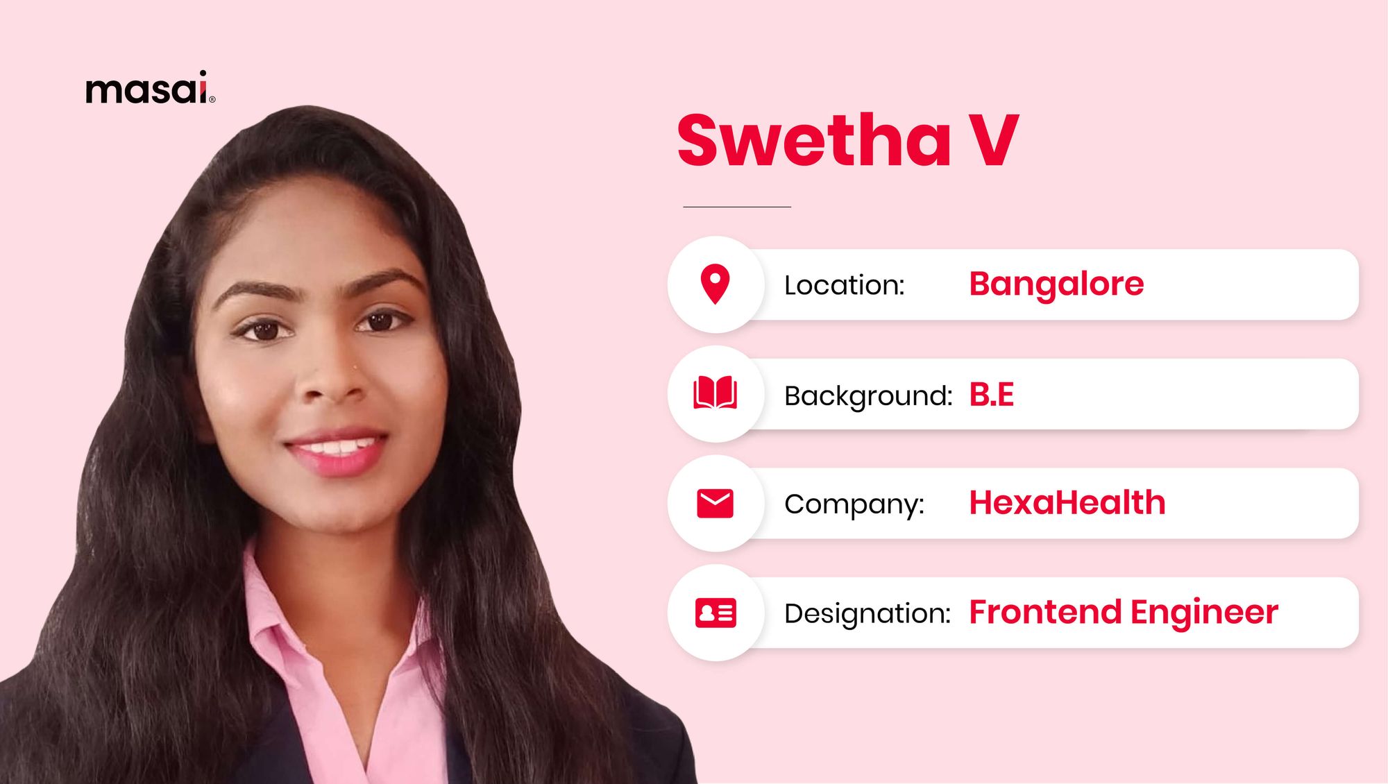 Swetha V - A Masai graduate now working at HexaHealth