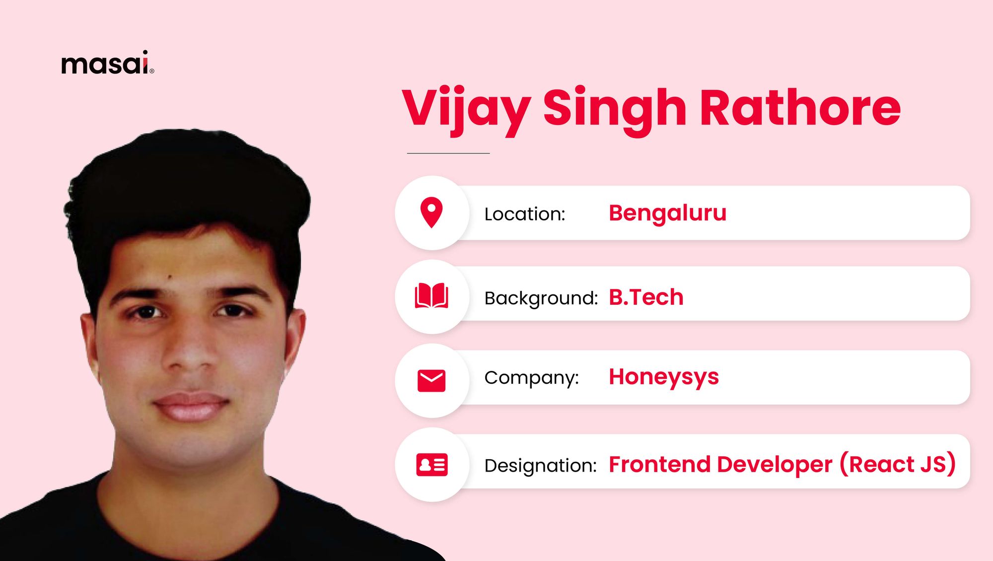 Vijay Singh - A Masai graduate now working as Frontend developer at Honeysys