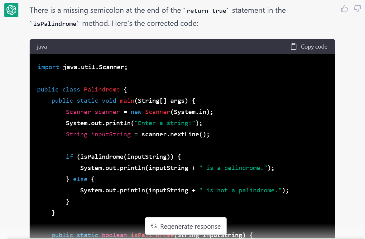 ChatGPT identifying bugs