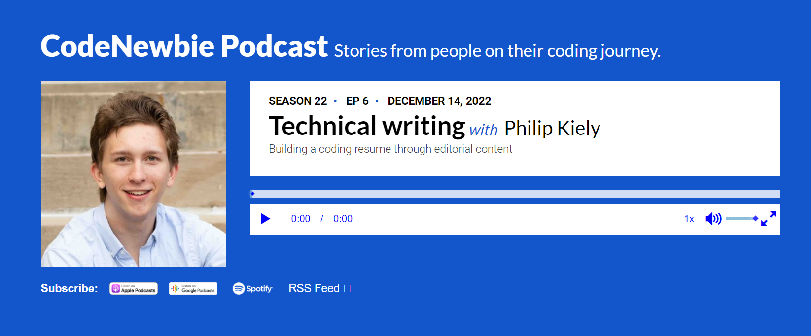 Screenshot of the code newbie podcast page