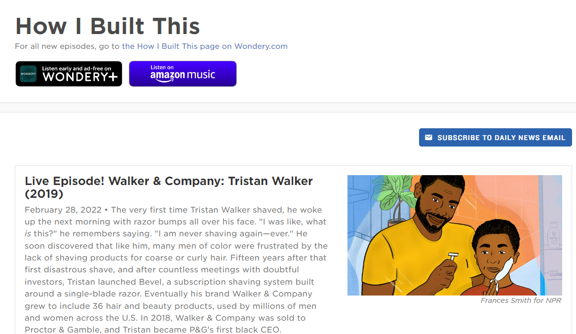 Screenshot of How I built This 