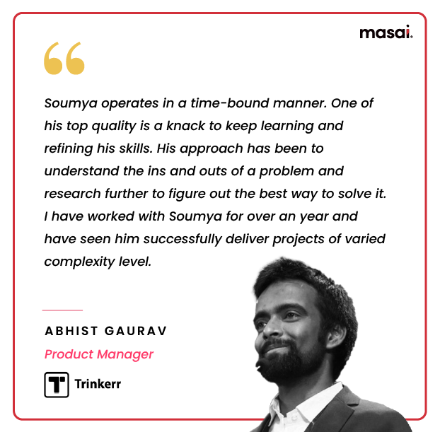 Product manager's testimonial from Trinkerr