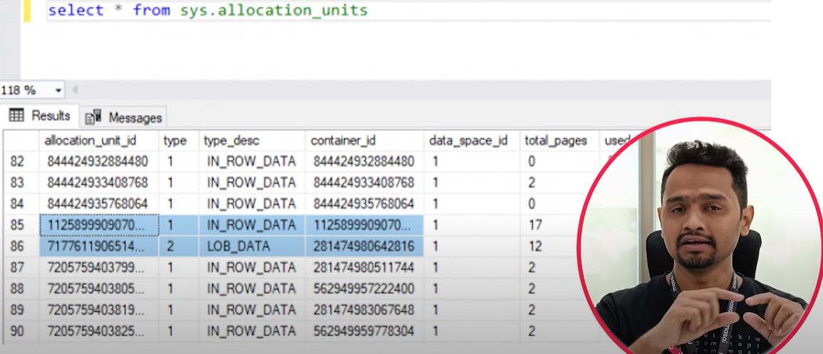 Snapshot from video explaining SQL