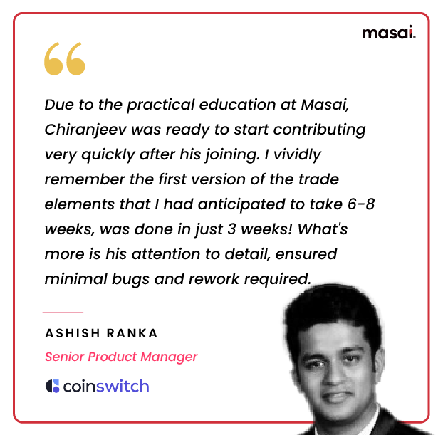 Ashish's testimonial on Chiranjeev's performance 