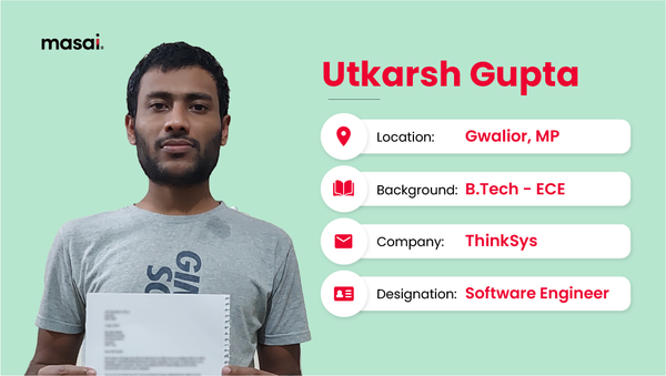 Utkarsh with his offer letter