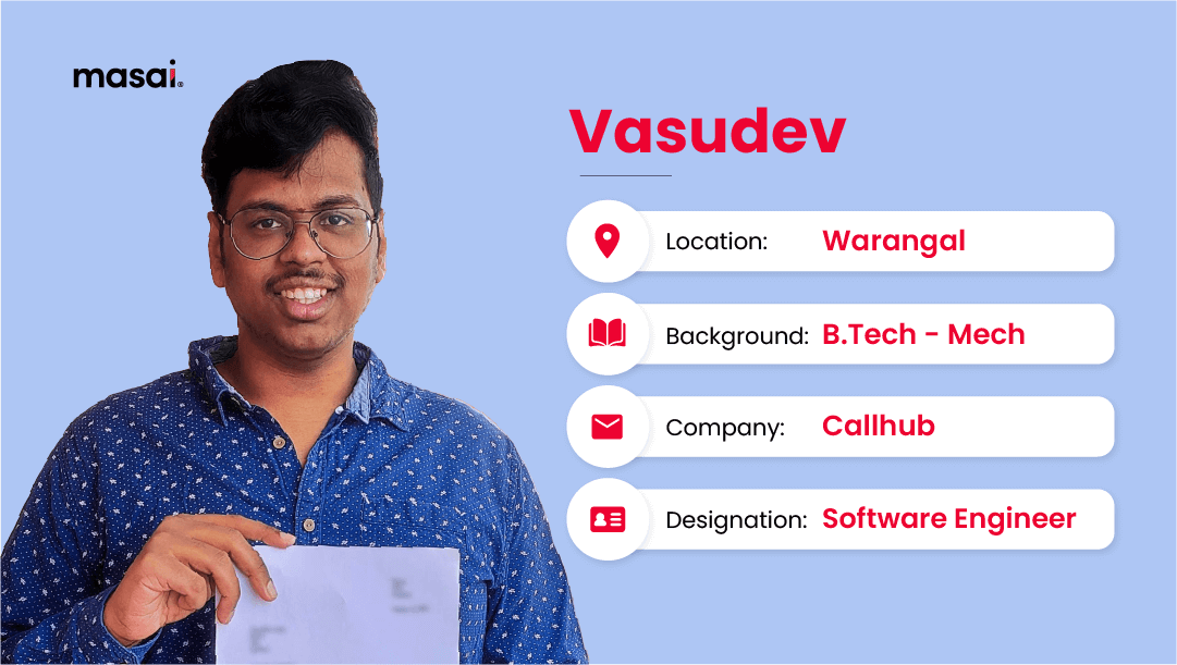 Masai helped Vasudev put his problem-solving skills to land a high paying job.