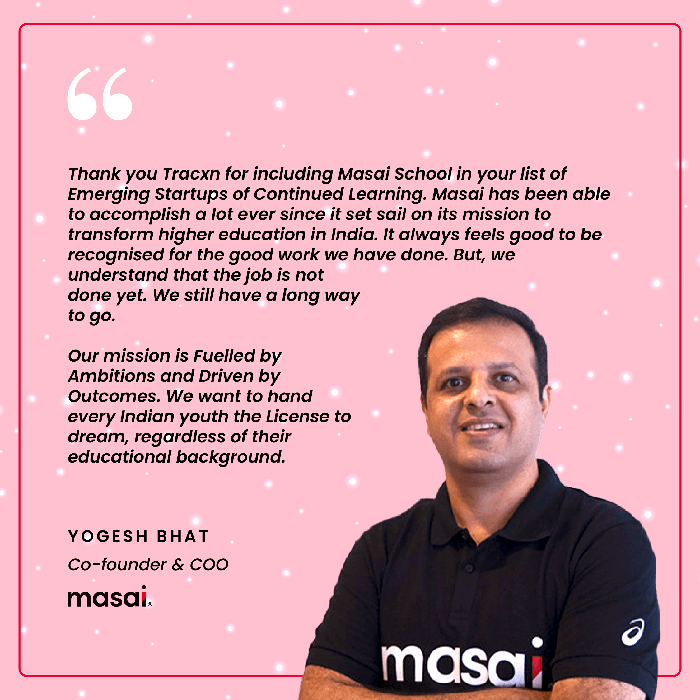 Yogesh Bhat's views on receiving the award